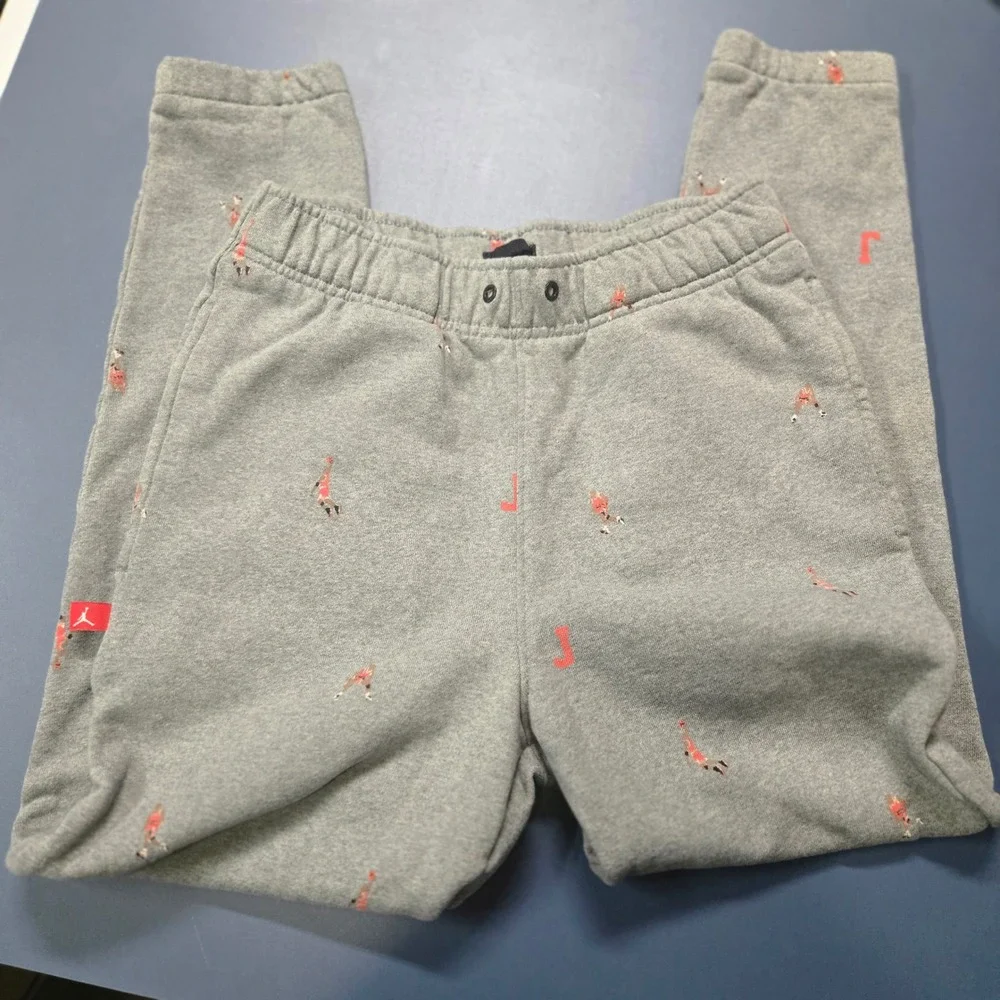 Jordan All Over Print Graphic Gray Sweatpants Mens Size S Michael Jordan Joggers